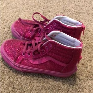 Girls Vans hot pink glitter shoes